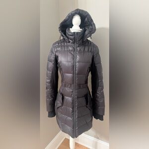 Bebe puffer Black down feather fill hood quilted Coat XS